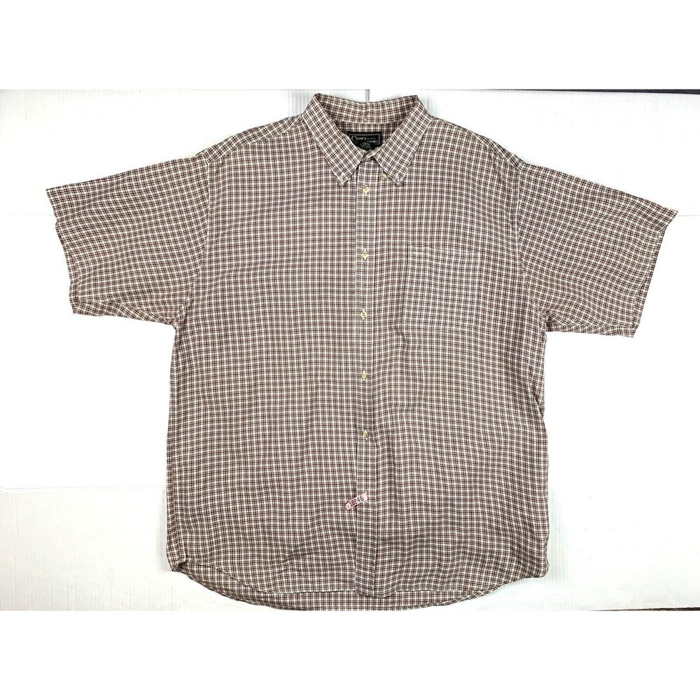 Croft & Barrow Shirt Mens XL Button Up Red Plaid Short Sleeve Cotton Pocket
